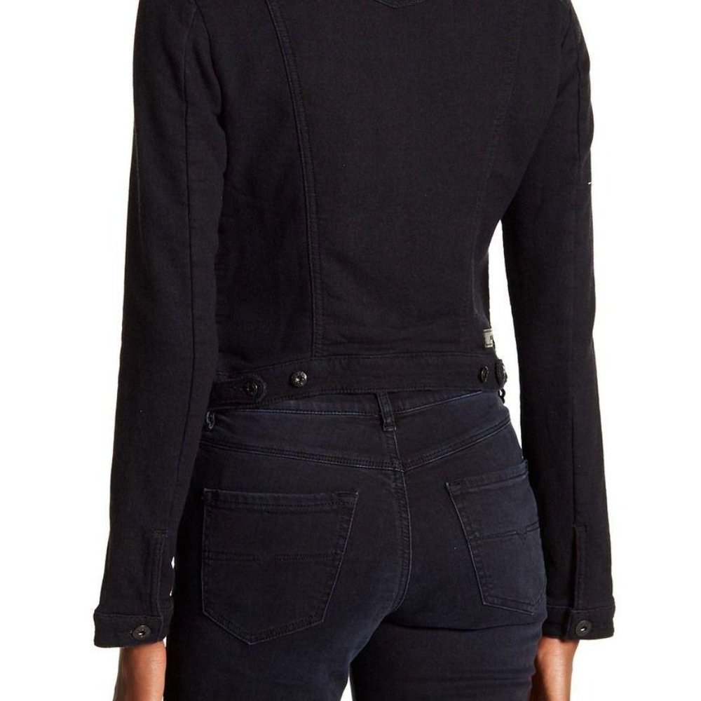 NWT DIESEL Fringi-ne Black Denim Jean Jacket, Size XS - Picture 6 of 9